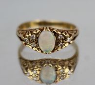 Opal & Diamond 9ct Gold Ring