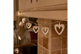 12 x Battery Wooden Heart Fairy Lights, 10 Warm White LEDs RRP £7.99 ea L5a