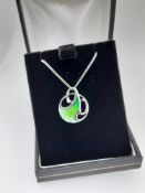 Silver Enamelled Pendant and Chain