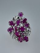 Silver Ring Set With Oval Cut Natural Rubies