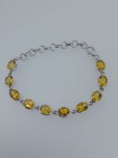 Silver Bracelet Set With AAA Citrine Stones