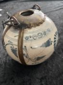 Chinese Blue & White and Metal Pot