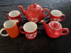 Vintage Collectible Ceramic Kit Kat Teapot and Mugs Etc.