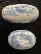 2 Chinese Blue & White Ceramic Dishes With Lids
