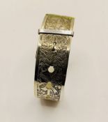 Vintage Charles Horner Sterling Silver Ornate Buckle Bangle Chester 1947