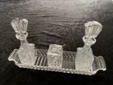 Art Deco Glass Cruet On Tray