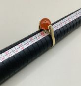 Vintage 9ct Gold Spinning Carnelian Ball Solitare Ring UK R US 8.5 1980s 3.94g