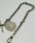 Antique Sterling Silver Albert Chain 47.03g 12 3/4 inch