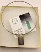 Rare Vintage Ulla Hornfeldt Designer Collar Torque Necklace With Agate Pendant