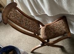 Fold-up Oak and Tapestry Chair
