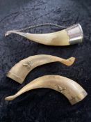 3 Vintage Decorative Horns