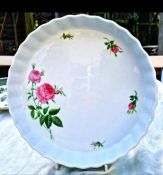 Vintage Porcelain Christineholm Pink Rose Fluted Edge Quiche/Flan/Tart Dish VGC