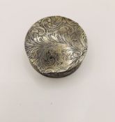 Vintage Sterling Silver Round Engraved Pill Box 38mm