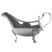 An Antique Georgian Irish Solid Silver Sauceboat Gravy Jug By Mathew West 156g C.1789