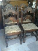 Set of Four Upholstered Oak Yorkshire Dining Chairs With Unusual Makers Mark