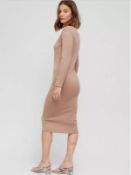 Job Lot | Brand New Stock | Brave Soul Jersey Rib Long Sleeve Midi Dress Camel RRP £320