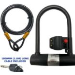 1000 x U Shaped Bike Lock With Two Keys 1.8M Heavy Duty Cable With Bracket Bike D Lock RRP £25000...