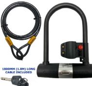 1000 x U Shaped Bike Lock With Two Keys 1.8M Heavy Duty Cable With Bracket Bike D Lock RRP £25000...