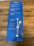 White Slide Bar Showerhead By Smart - 5 Settings, Height Adjustable Handheld