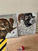 Ram Two Oil Paintings By The Artist Miranda Assink