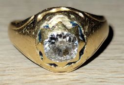 18ct Cut Diamond Hallmarked Ring - Approx. 6g