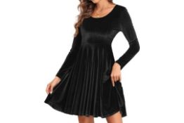 6 x Women Velvet Dress A-Line Long Sleeve Dresses Lb21