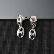 New! Platinum Overlay Sterling Silver Mariner Link Earrings