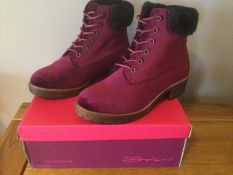 Dolcis “Joan” Ankle Boots, Size 3, Wine Velvet - New RRP £49.99