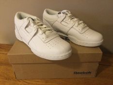 Reebok “Workout LO Clean” Mens Trainers, Size 4.5, White/Coal - New RRP £80.00