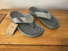 Dunlop Men's “Toe Post” Memory Foam Flip Flop Sandals, Size 8, Grey - New