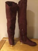 Dolcis “Katie” Long Boots, Low Block Heel, Size 3, Burgundy- New RRP £55.00