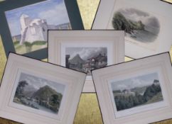 Job-Lot Antique-Vintage 5 Assorted Sizes Mounted Prints of Cornwall-4