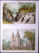 Scotland Aberdeen Cathedral & Falls of Bruar Antique Print-55