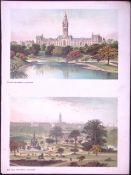 Scotland Glasgow University & West End Park Antique Coloured Print-13.