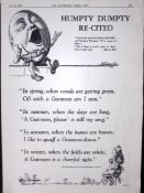Guinness 87 Years-Old Advert 1938 Alice in Wonderland Humpty Dumpty: G.E.775-A
