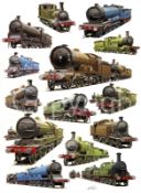 Scottish Railways 14 Steam Train Vintage Montage Metal Wall Art