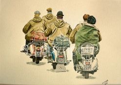 Mods In Clacton Vespa's & Lambretta's Nostalgic 1960's Metal Wall Art