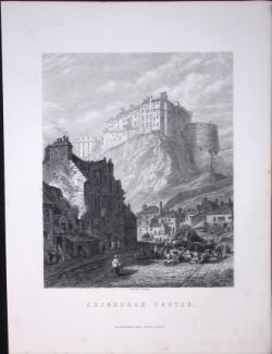 Edinburgh Castle Scotland Antique 152 Years-Old Engraving-26