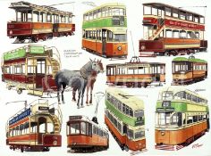Glasgow Corporation Tramways Montage Nostalgic Metal Wall Art