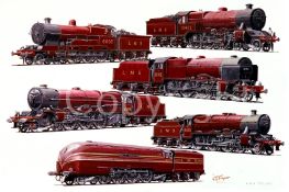 Top Links Vintage LMS Steam Trains Montage Metal Wall Art
