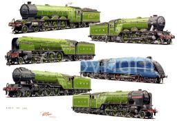 Top Links LNER Steam Trains Montage Metal Wall Art