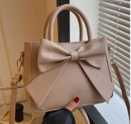 Elegant Bow & Bowknot Handbag, Structured Tote With Golden Hardware Nylon Luxury, Everyday