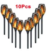 10PCS Solar Flame Torch Lights – Flickering LED Outdoor Lamps, Waterproof Garden & Pathway Decor