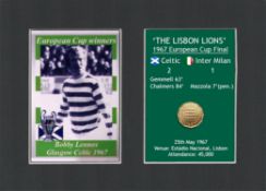 Bobby Lomax Celtic FC European Cup Mount & Original Half-Crown Coin Metal Art