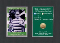 John Clark Celtic FC European Cup Mount & Original Half-Crown Coin Metal Art