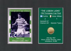 Jim Craig Celtic FC European Cup Mount & Original Half-Crown Coin Metal Art