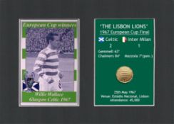 Willie Wallace Celtic FC European Cup Mount & Original Half-Crown Coin Metal Art