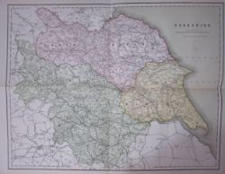 Large Map of Yorkshire William Mackenzie Antique 150 Years-Old Print 21