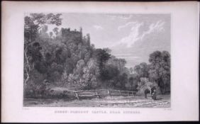 Berry-Pomeroy Castle Totnes Devonshire Antique 193 Years-Old Steel-Engraving-3