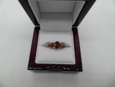 14ct Gold Garnet Five Stone Ring With Valuation
